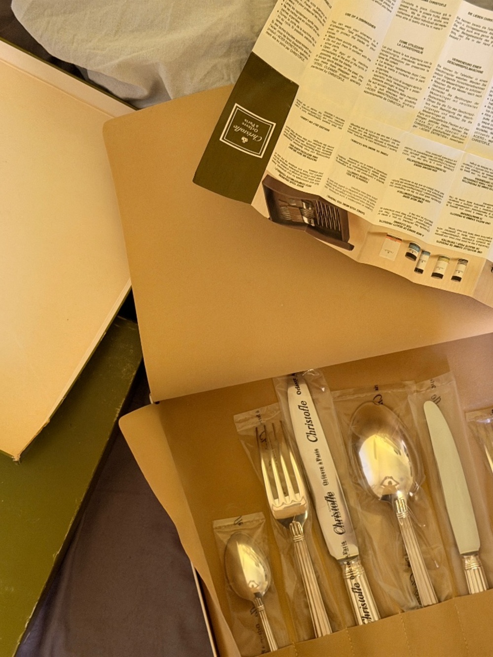 CHRISTOFLE ARIA “LA TROUSSE” FLATWARE 36 SETS SILVER PLATED SEALED
